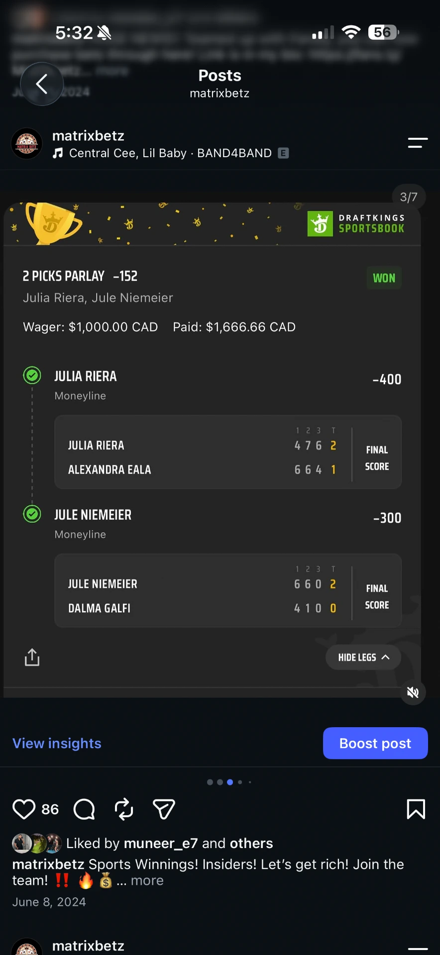 Moneyline parlay graded as a win.